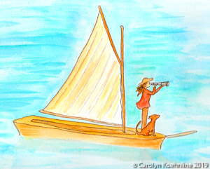 The Navigator: Woman on Boat with Spyglass © Carolyn Koehnline 2019